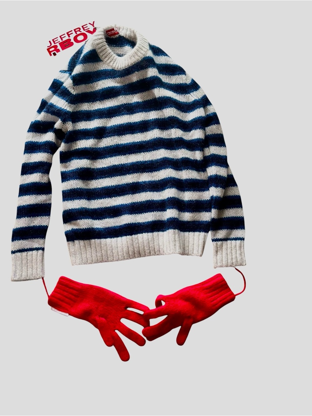Unique CHARLES JEFFREY LOVERBOY
Blue & White Mohair Gloves Sweater .  NWT.